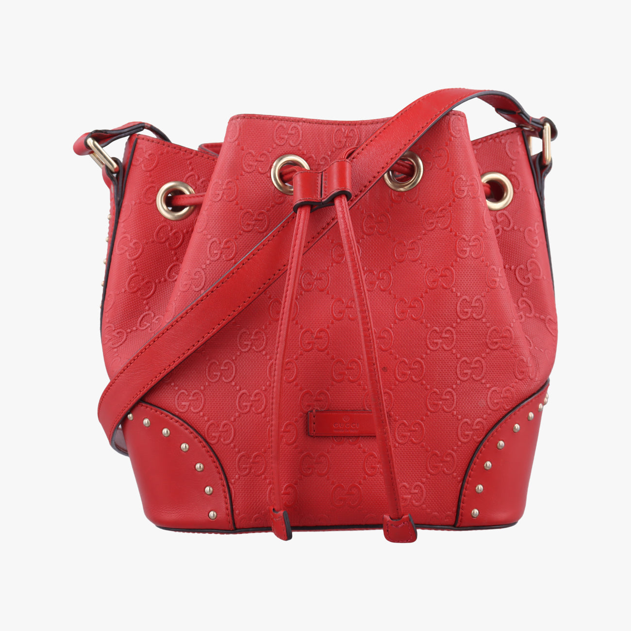 Bright Diamante BucketRedLeather354229I017549452ブライトディアマンテ バケットレッドレザー354229I017549452