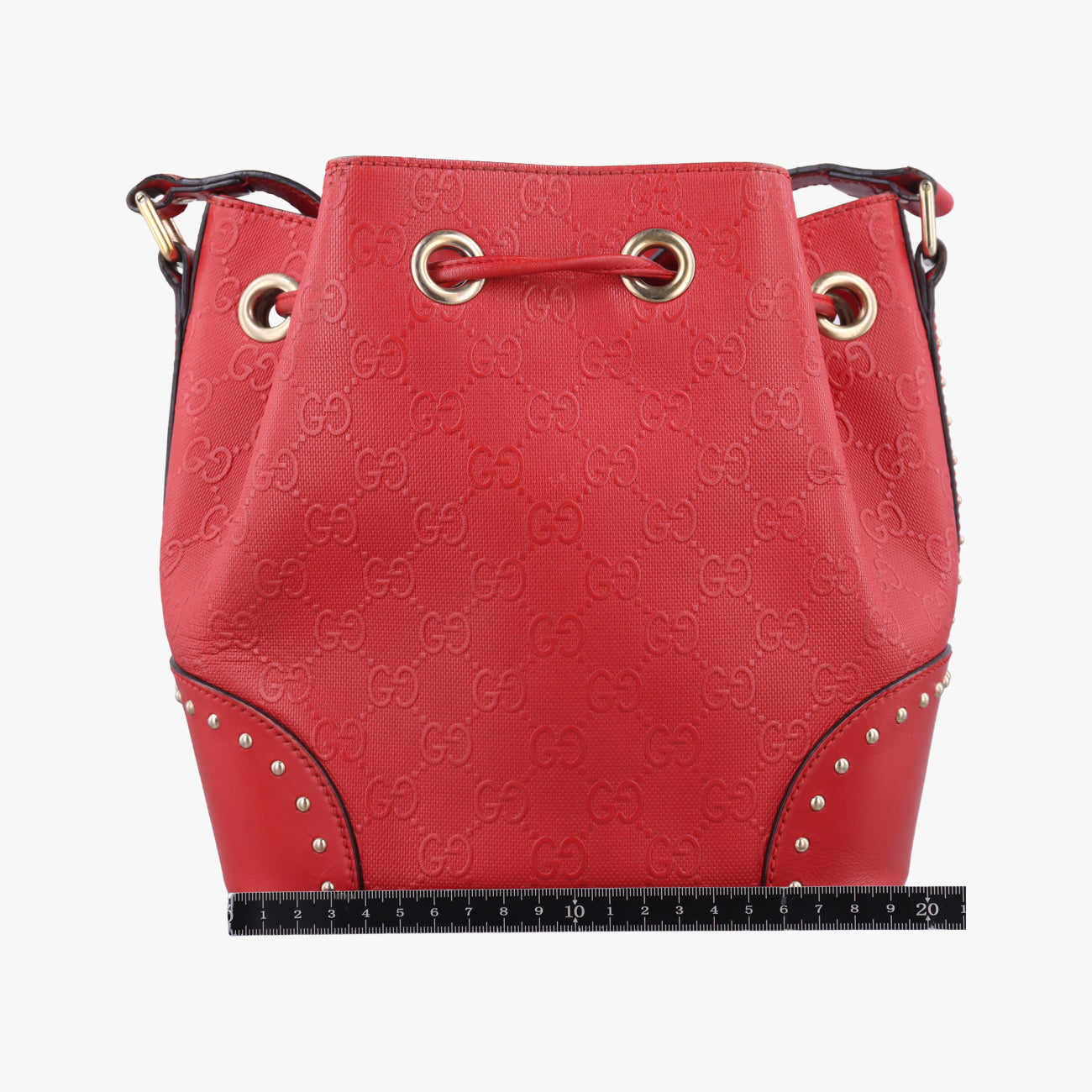 Bright Diamante BucketRedLeather354229I017549452ブライトディアマンテ バケットレッドレザー354229I017549452
