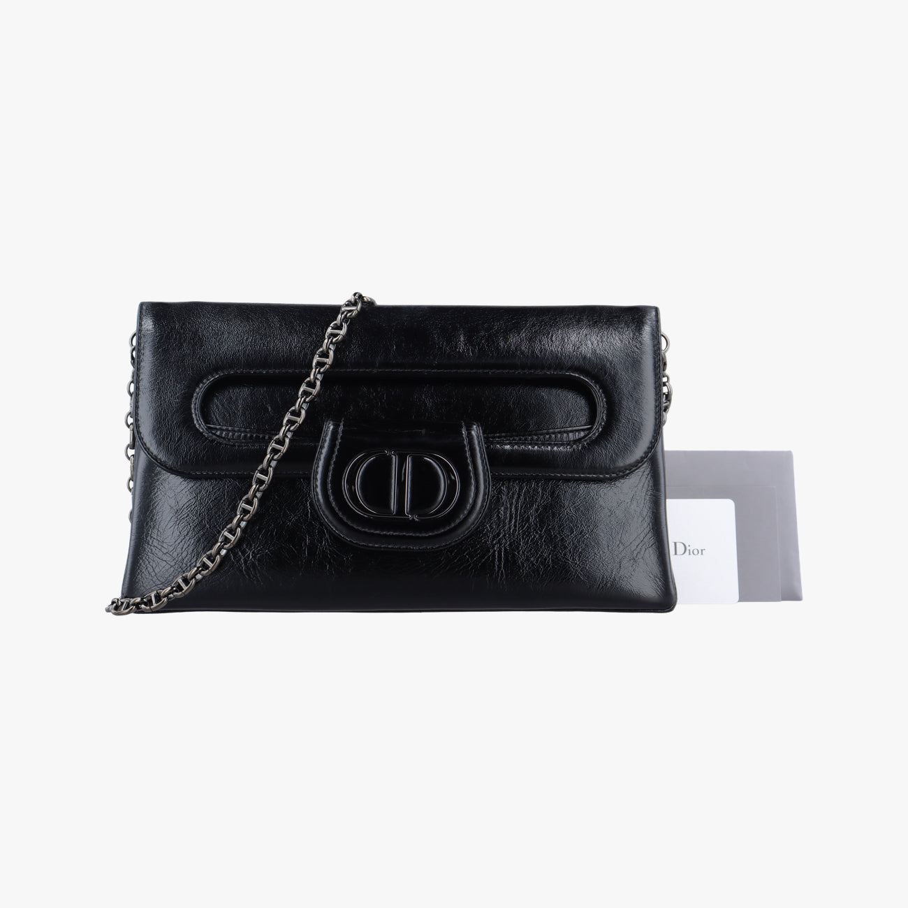 Dior double MediumBlackLeather10-MA-0231ディオール ダブル ミディアムブラックレザー10-MA-0231
