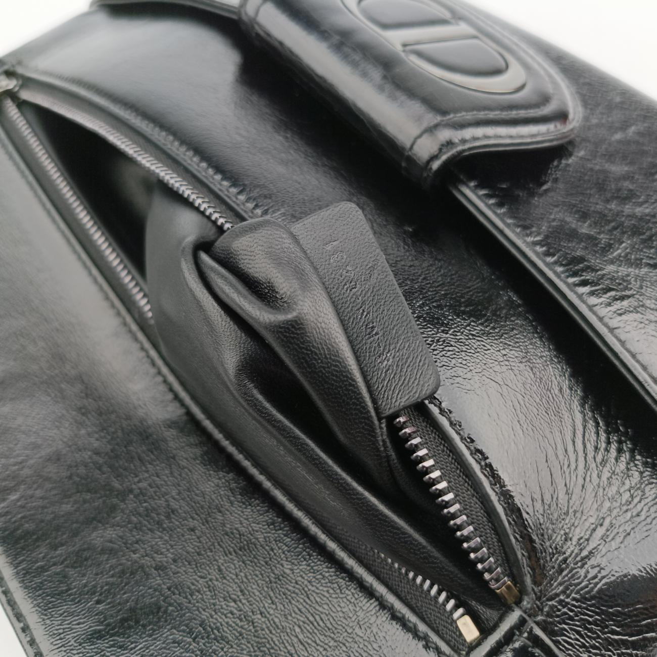 Dior double MediumBlackLeather10-MA-0231ディオール ダブル ミディアムブラックレザー10-MA-0231
