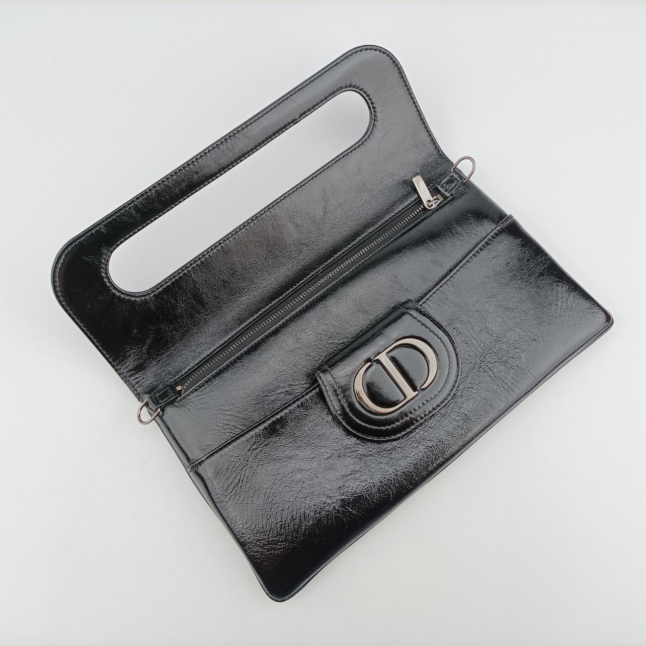 Dior double MediumBlackLeather10-MA-0231ディオール ダブル ミディアムブラックレザー10-MA-0231