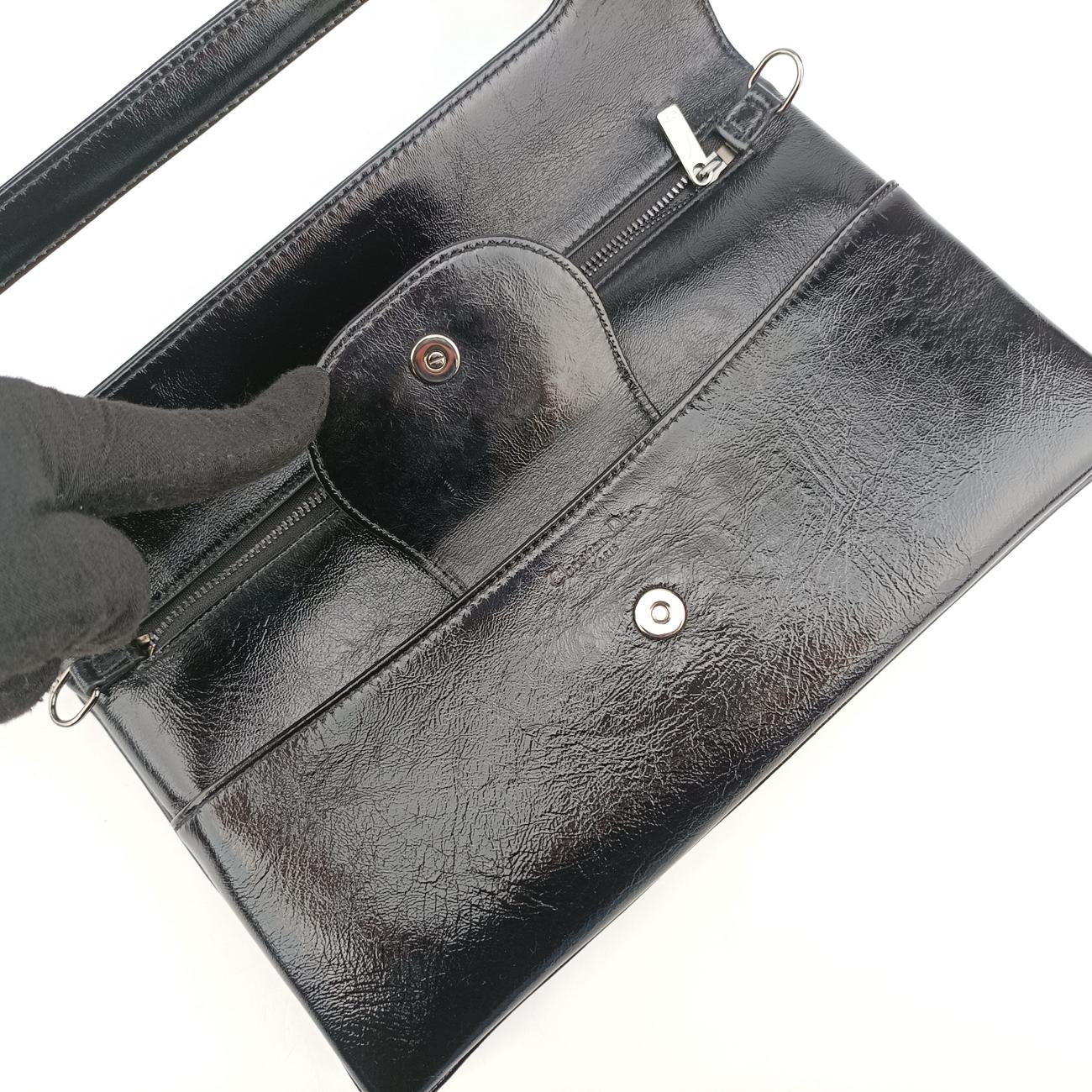 Dior double MediumBlackLeather10-MA-0231ディオール ダブル ミディアムブラックレザー10-MA-0231