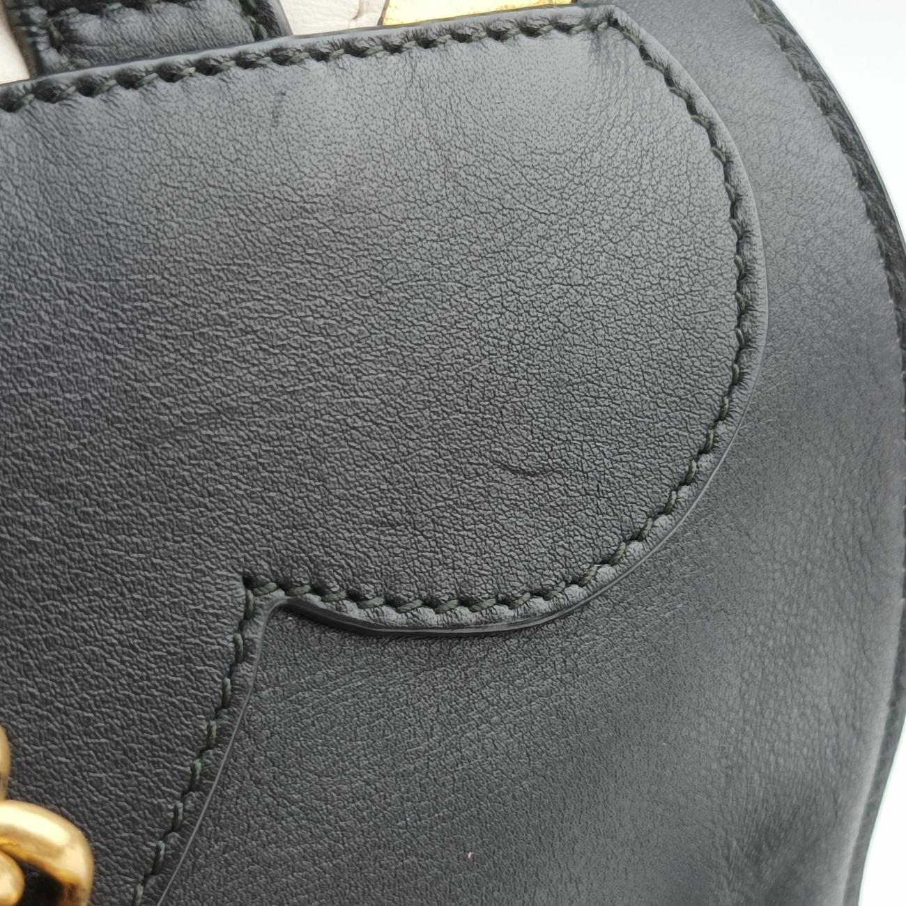 Peony Pearl StuddedBlack×whiteLeather432270A020373192ピオニー パール フラワー ハートブラック×ホワイトレザー432270A020373192