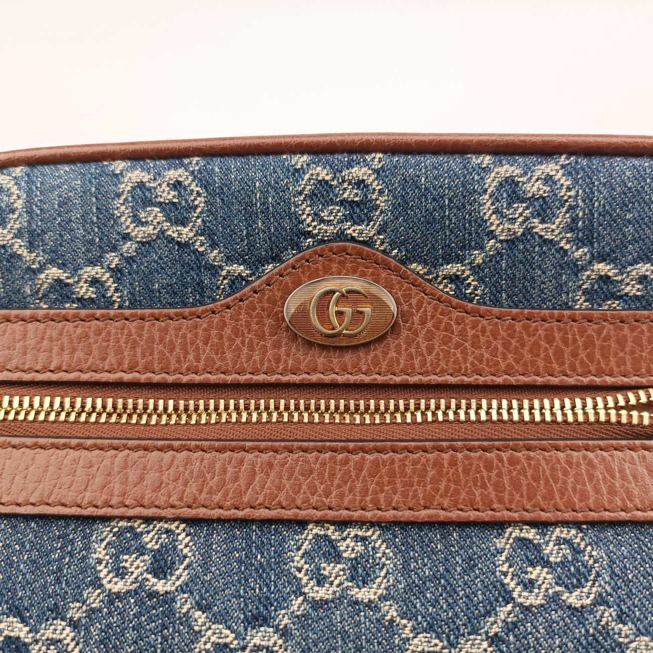 OPHIDIAブルー×ブラウンcanvas x leather517350オフィディアブルー×ブラウンキャンバス×レザー517350