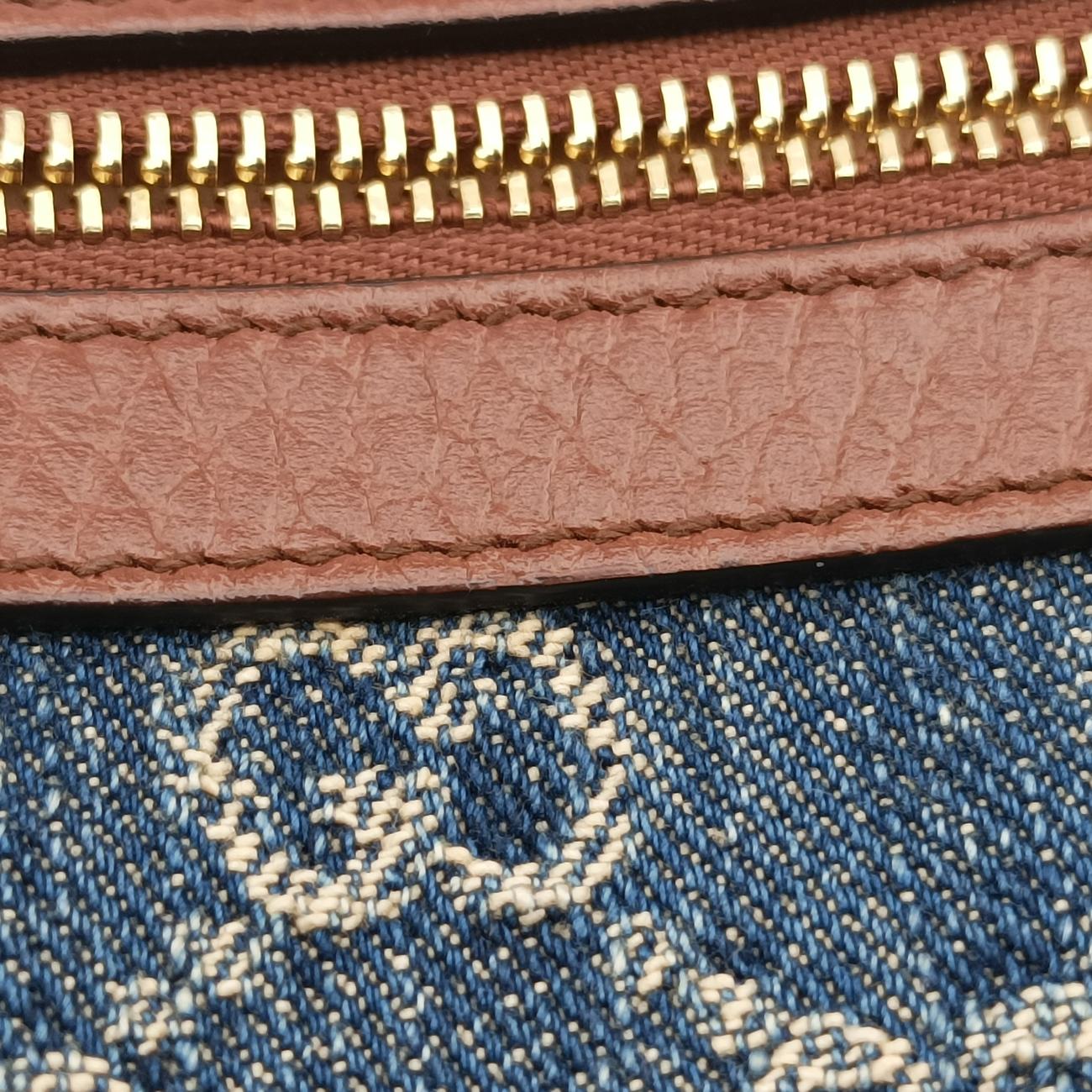 OPHIDIAブルー×ブラウンcanvas x leather517350オフィディアブルー×ブラウンキャンバス×レザー517350