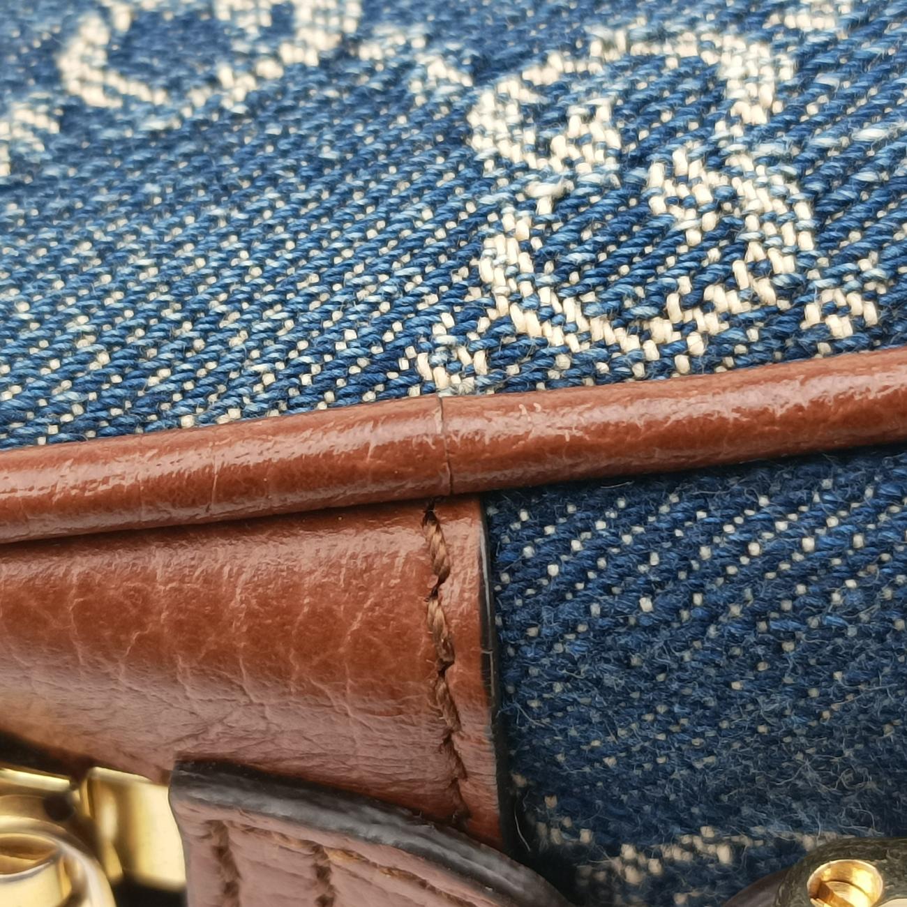 OPHIDIAブルー×ブラウンcanvas x leather517350オフィディアブルー×ブラウンキャンバス×レザー517350