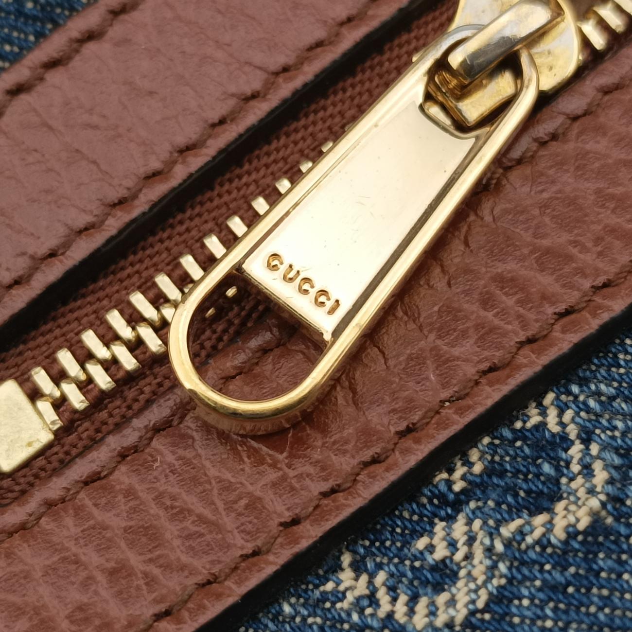 OPHIDIAブルー×ブラウンcanvas x leather517350オフィディアブルー×ブラウンキャンバス×レザー517350