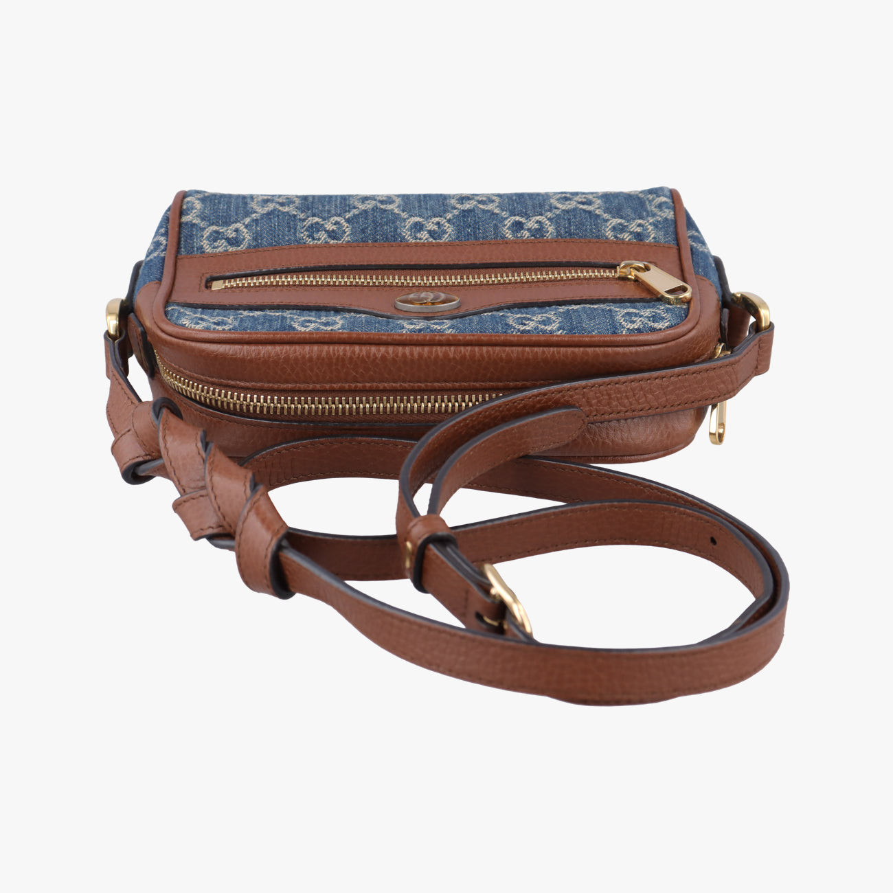 OPHIDIAブルー×ブラウンcanvas x leather517350オフィディアブルー×ブラウンキャンバス×レザー517350