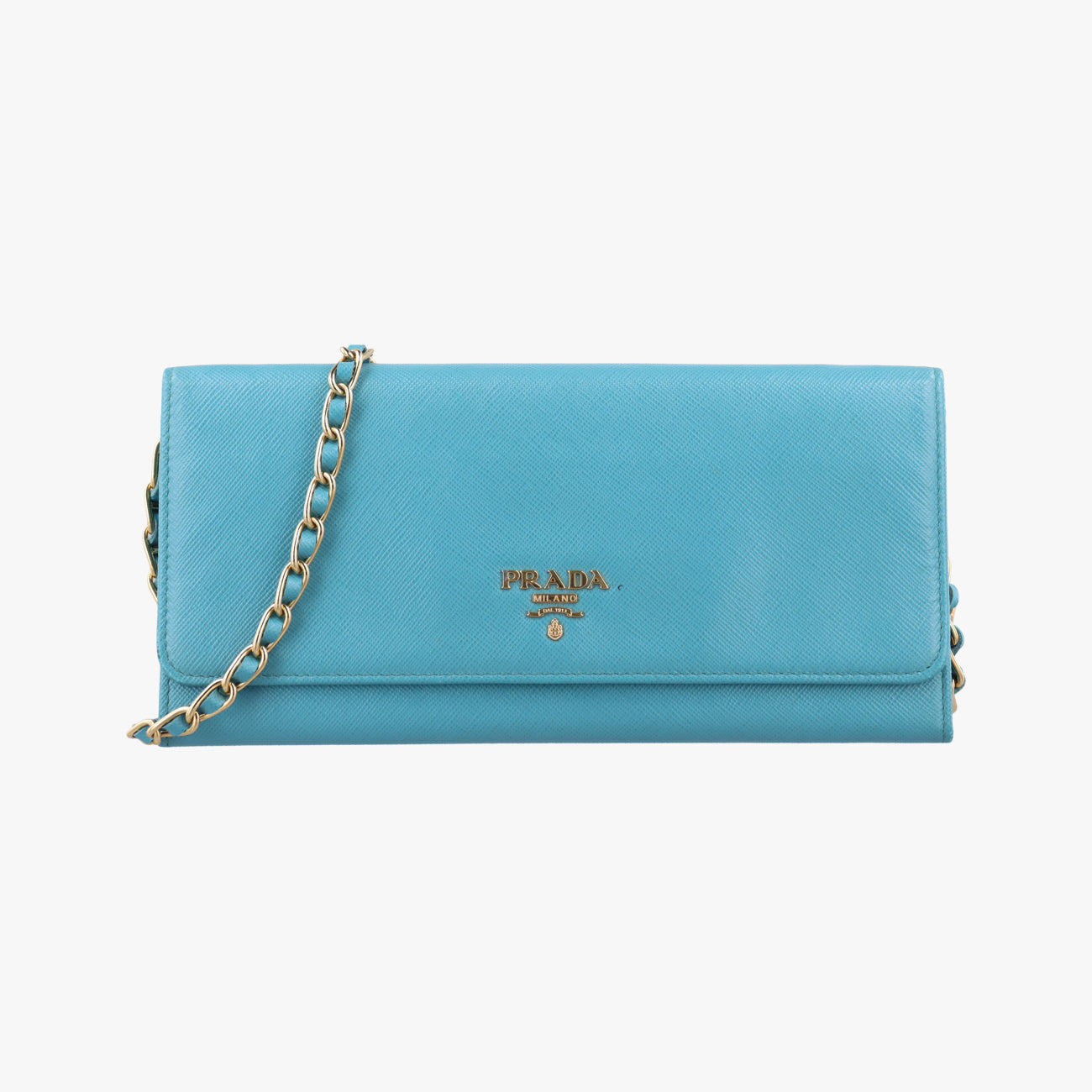 Metal Wallet on Chain Cornflower ClutchBlueSaffiano Leather1MT290181メタル ウォレット オン チェーン コーンフラワー クラッチブルーサフィアーノレザー1MT290181