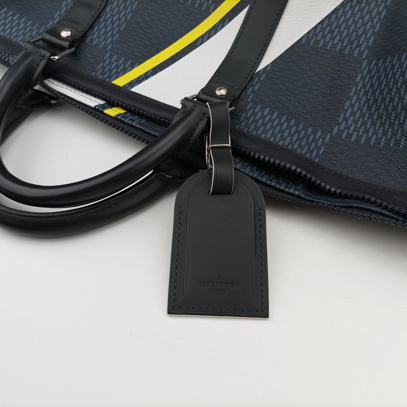 Keepall 55Black x white x BlueDamier CobaltN44013MB0177キーポル 55ブラック×ホワイト×ブルーダミエ コバルトN44013MB0177