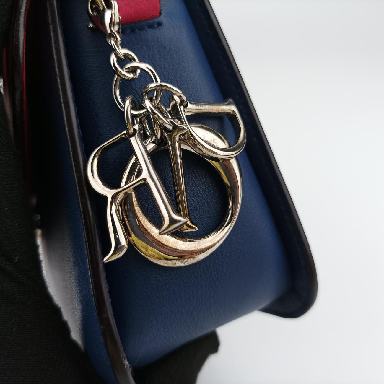 Diorissimo Promenade Envelope PouchPink x NavyLeather28-MA-0135ディオリッシモ プロムナード エンベロープポーチピンク×ネイビーレザー28-MA-0135