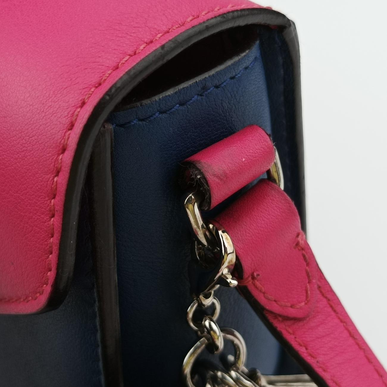 Diorissimo Promenade Envelope PouchPink x NavyLeather28-MA-0135ディオリッシモ プロムナード エンベロープポーチピンク×ネイビーレザー28-MA-0135