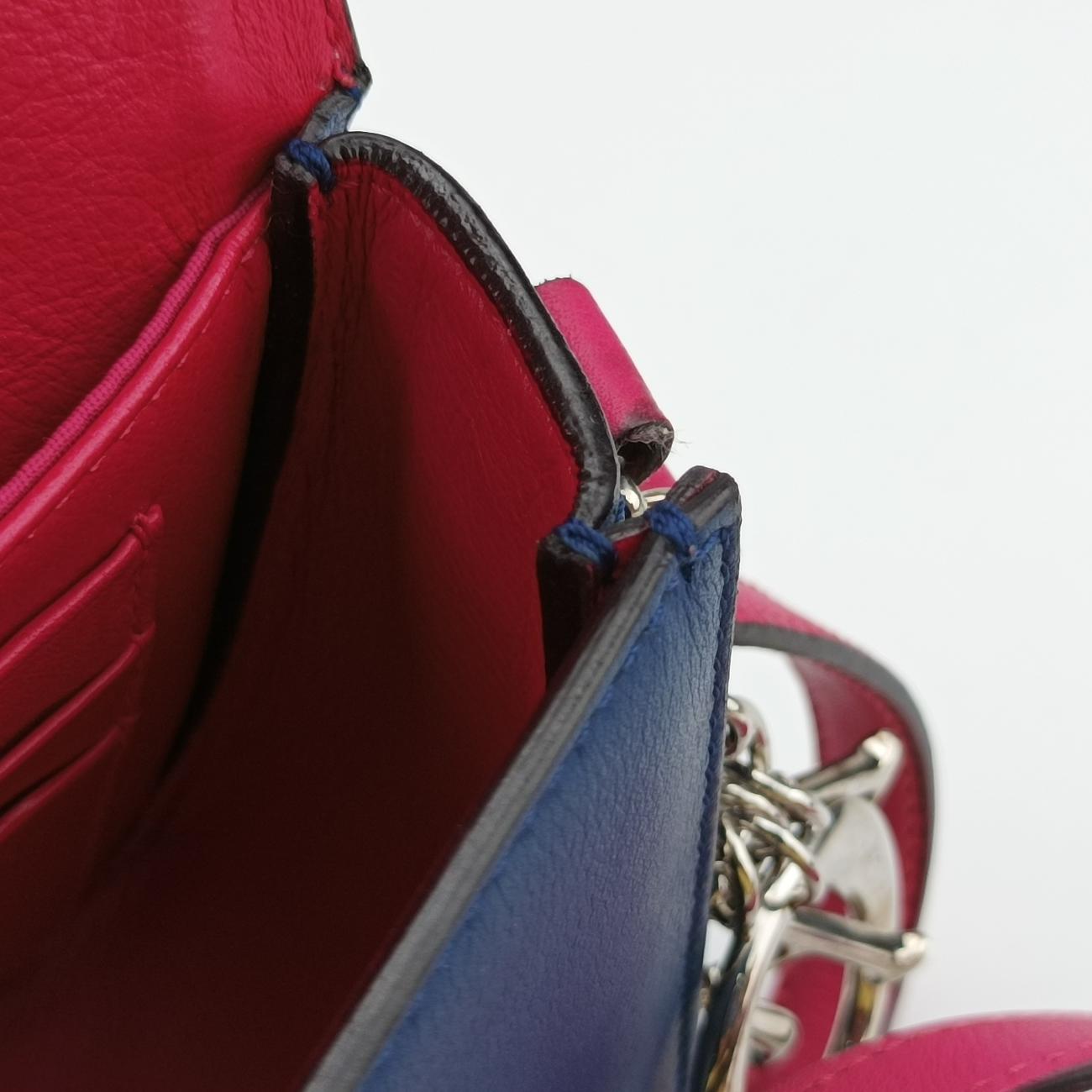 Diorissimo Promenade Envelope PouchPink x NavyLeather28-MA-0135ディオリッシモ プロムナード エンベロープポーチピンク×ネイビーレザー28-MA-0135