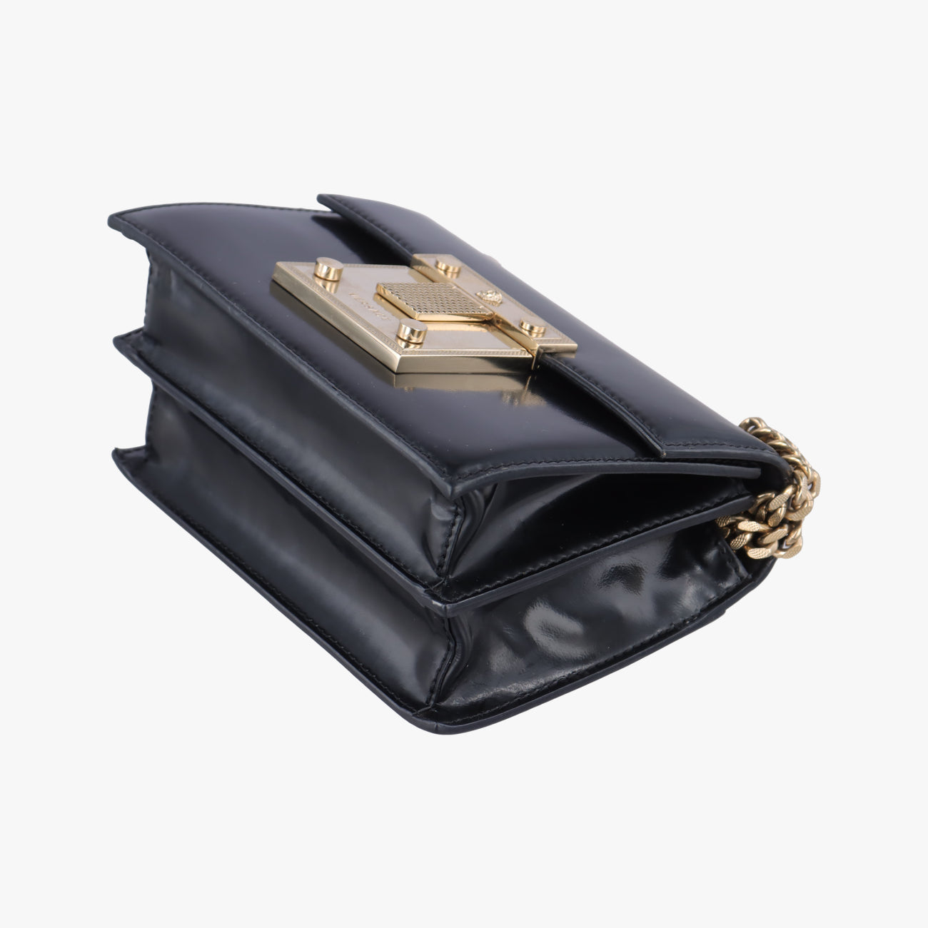 Nappa Large Diamante FlapBlackLeatherCLG 735 049 246 794ナッパ ラージ ディアマンテ フラップブラックレザーCLG 735 049 246 794