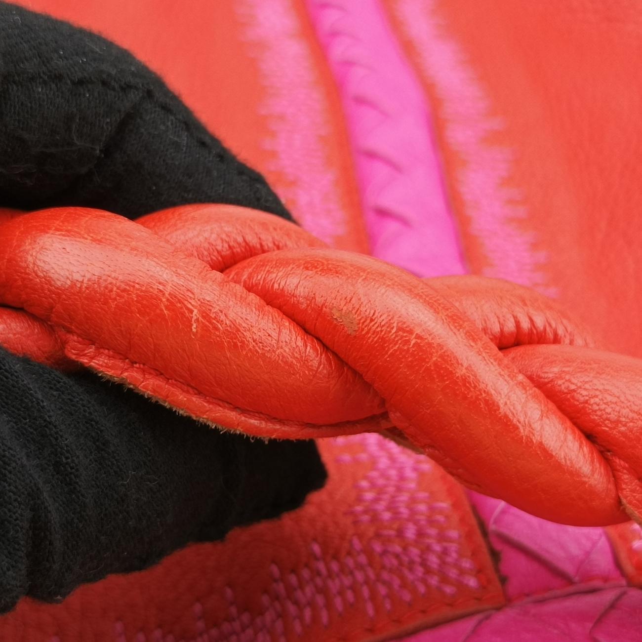 IntrecciatoOrange×PinklambskinB00268622Wイントレチャートオレンジ×ピンクラムスキンB00268622W