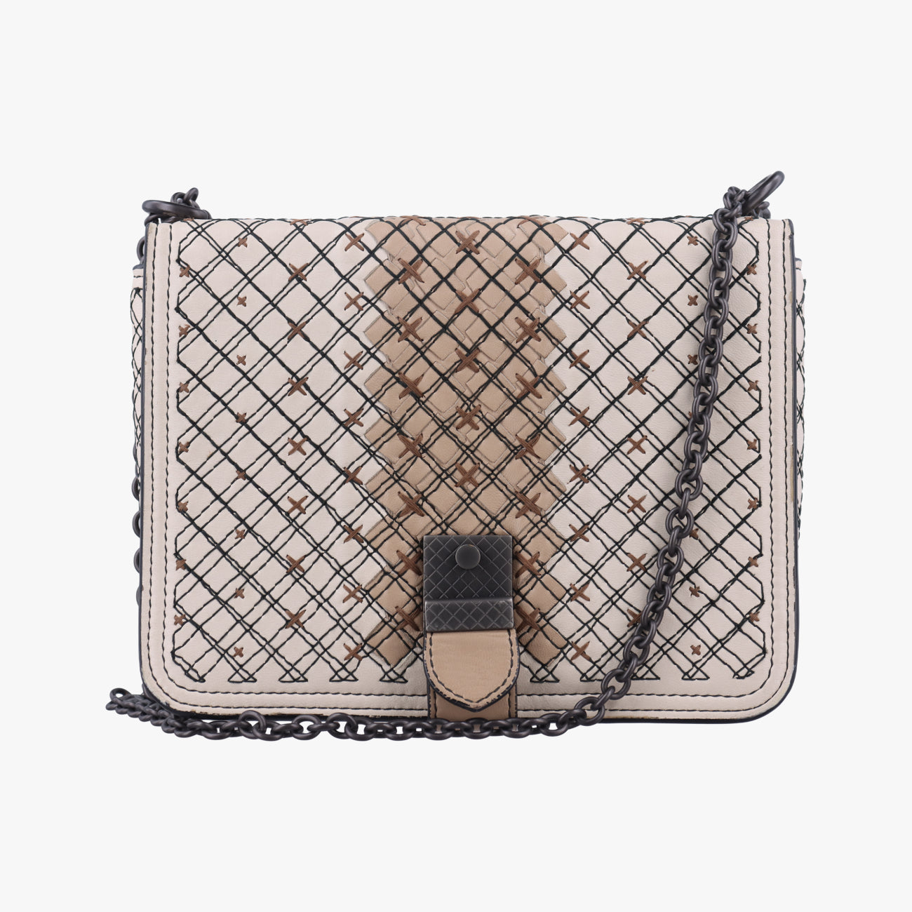 IntrecciatoBrown x White x BeigeLeatherB06323601Pイントレチャートブラウン×ホワイト×ベージュレザーB06323601P