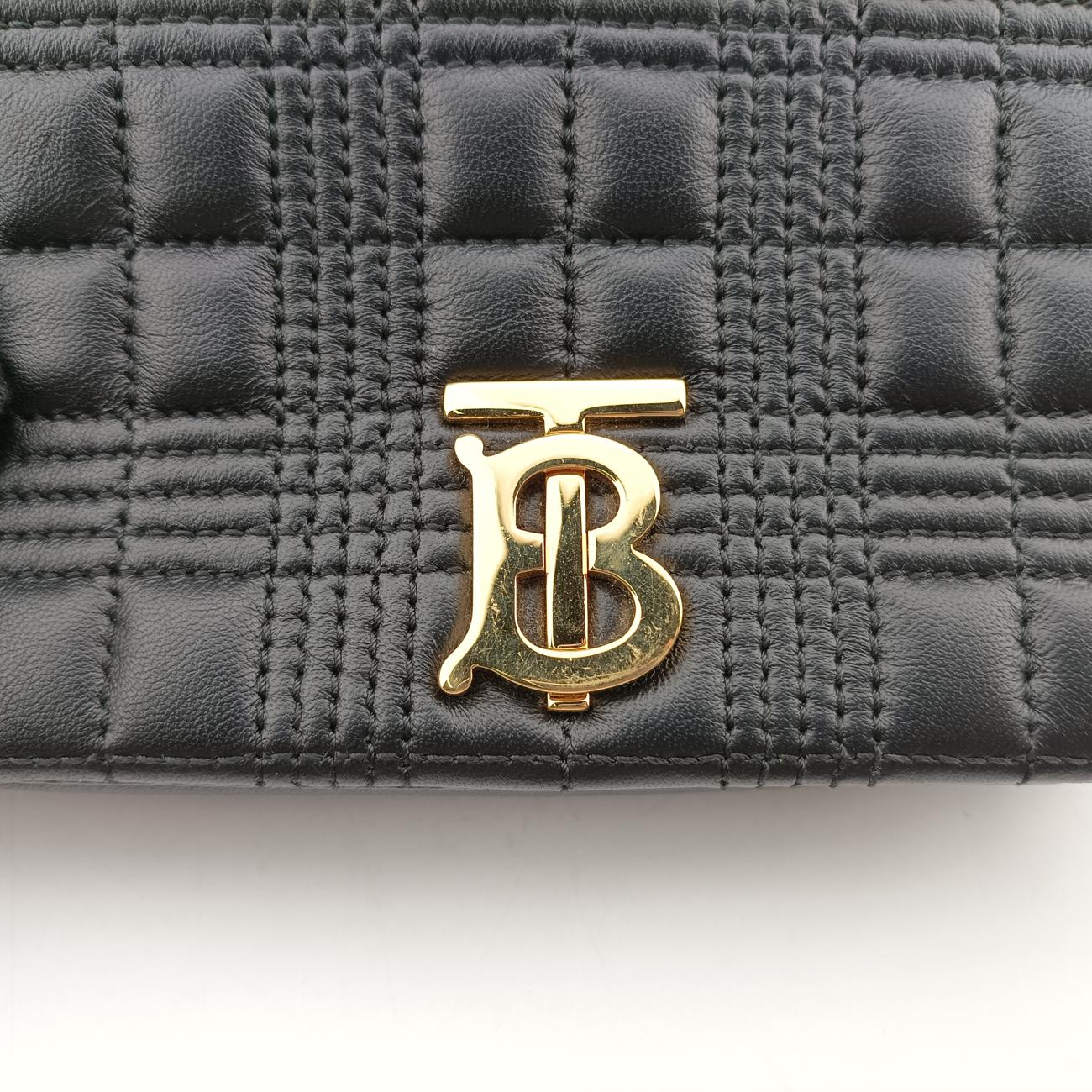 Quilted Lola TB logoBlackLeatherITPELMAG8526PRAキルティング ローラ TB ロゴブラックレザーITPELMAG8526PRA