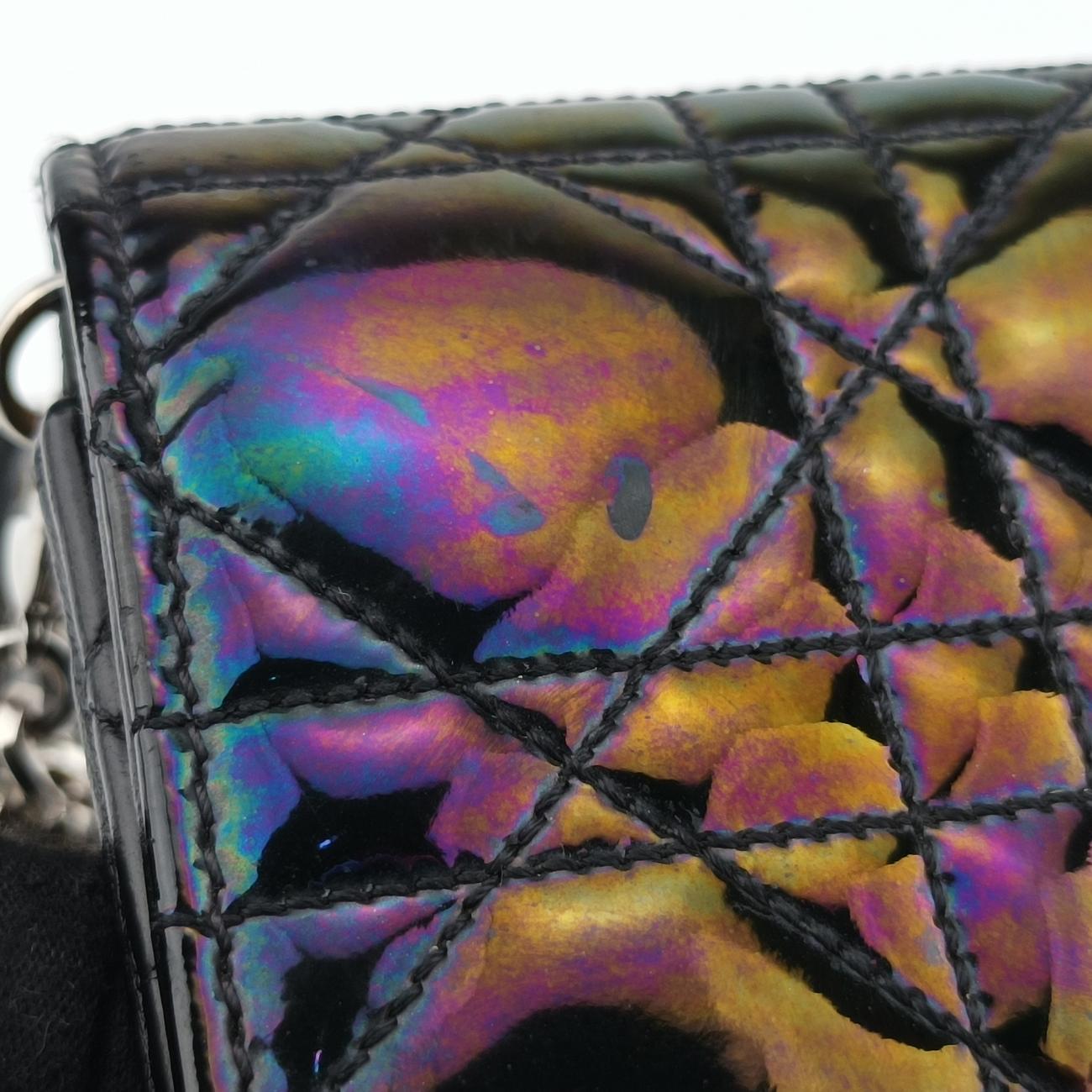 Miss Dior Cannage New RockBlack x Multicolorlambskin×Patent18-MA-0185ミス ディオール カナージュ ニューロックブラック×マルチカラーラムスキン×パテント18-MA-0185