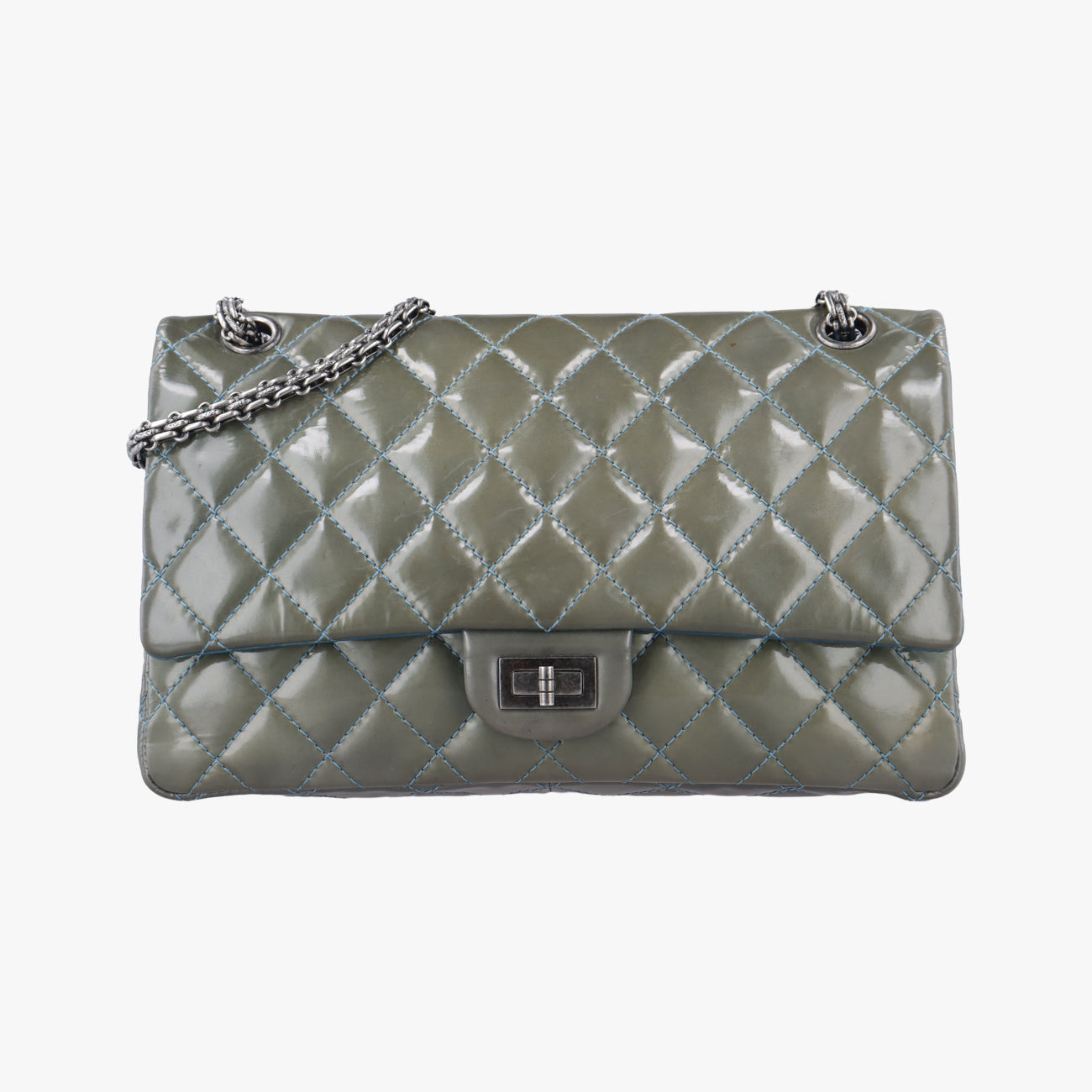 2.55 MatelasseGreenPatent LeatherA37587149676882.55 ダブルフラップマトラッセグリーンパテントA3758714967688
