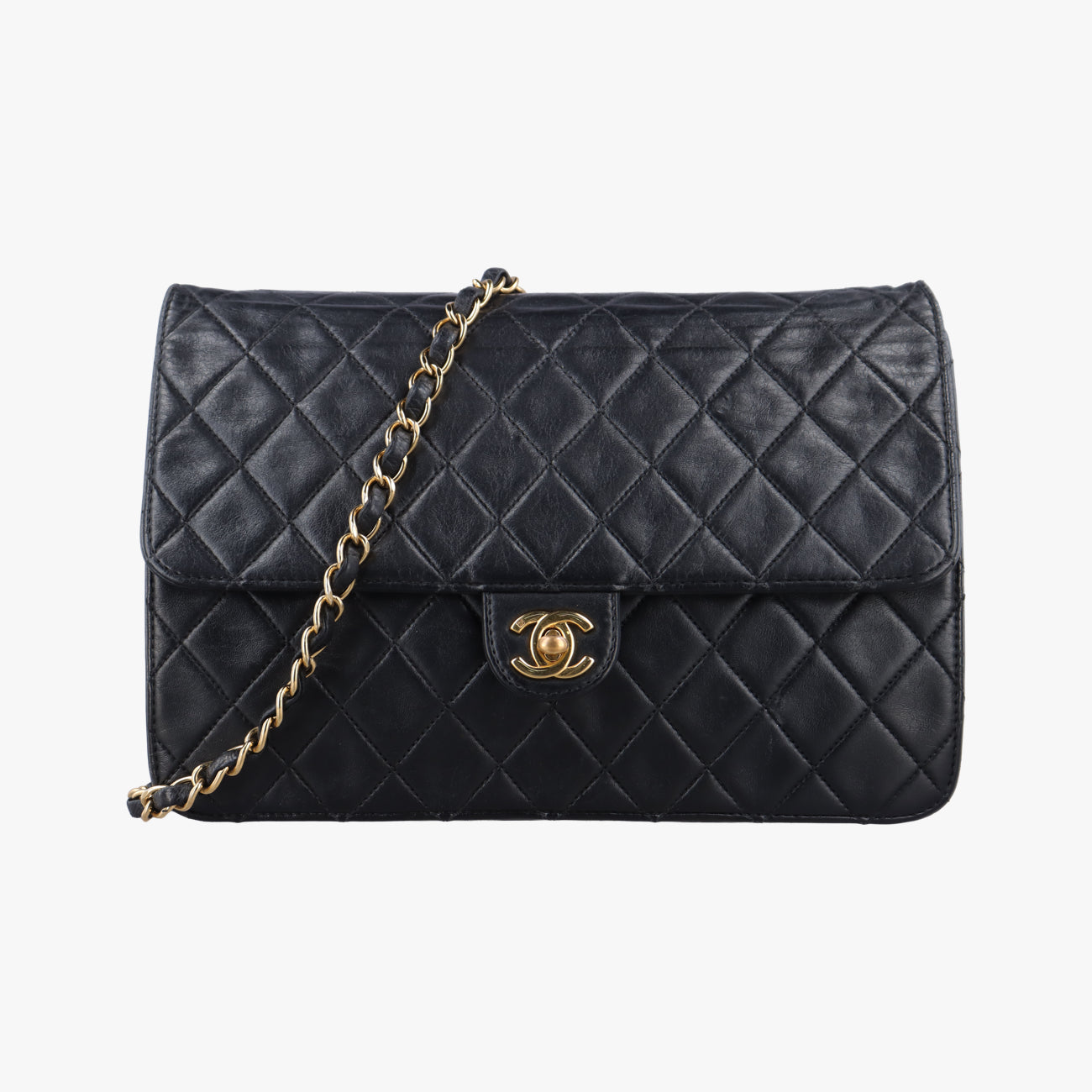 Matelasse 25 Push Lock ChainBlacklambskinA0357011273450マトラッセ25 プッシュロック チェーンブラックラムスキンA0357011273450