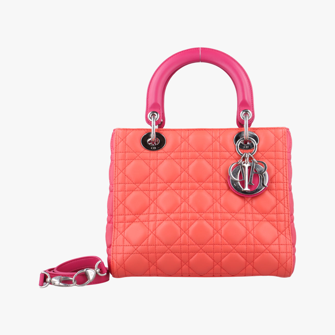 Lady DiorOrange×rose　redlambskin15-BO-0123レディディオールオレンジ×ローズレッドラムスキン15-BO-0123