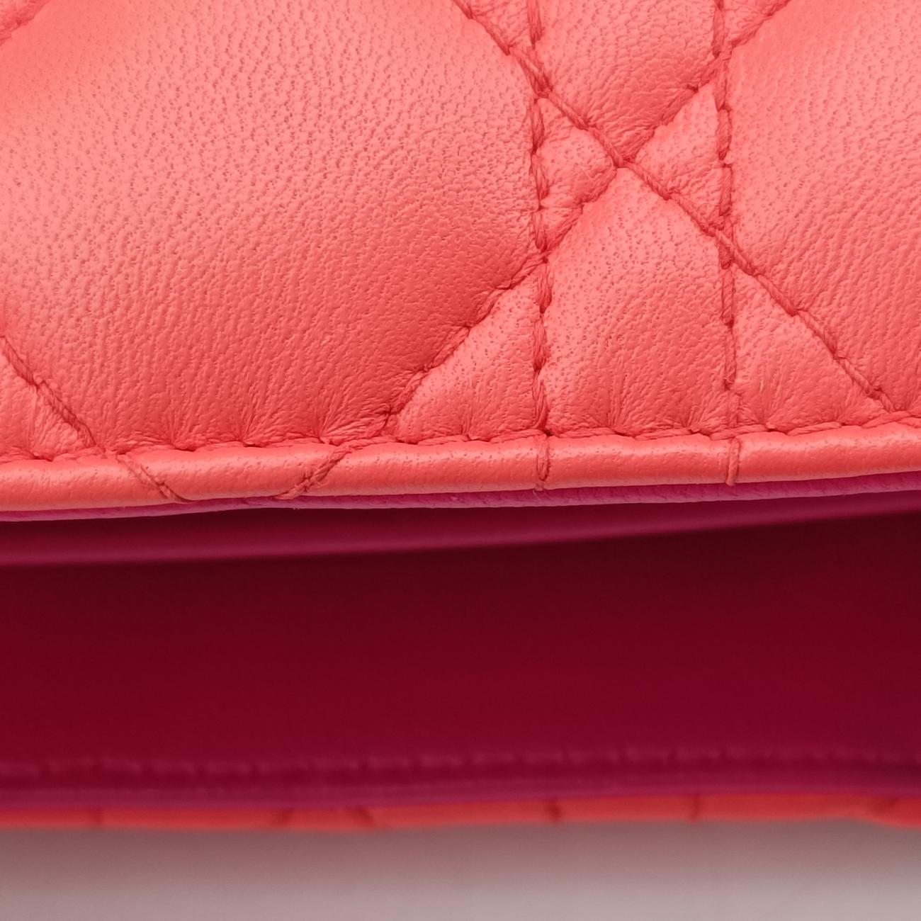 Lady DiorOrange×rose　redlambskin15-BO-0123レディディオールオレンジ×ローズレッドラムスキン15-BO-0123