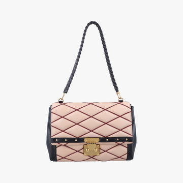 Pochette Flap MalletageBeige×BlackLeatherPL3154ポシェットフラップマルタージュベージュ×ブラックレザーPL3154