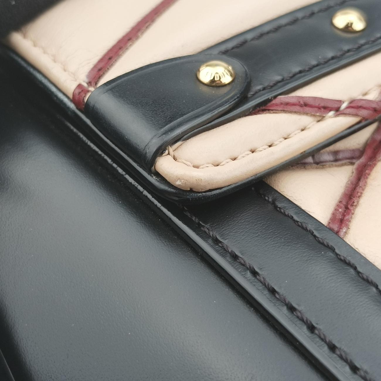 Pochette Flap MalletageBeige×BlackLeatherPL3154ポシェットフラップマルタージュベージュ×ブラックレザーPL3154