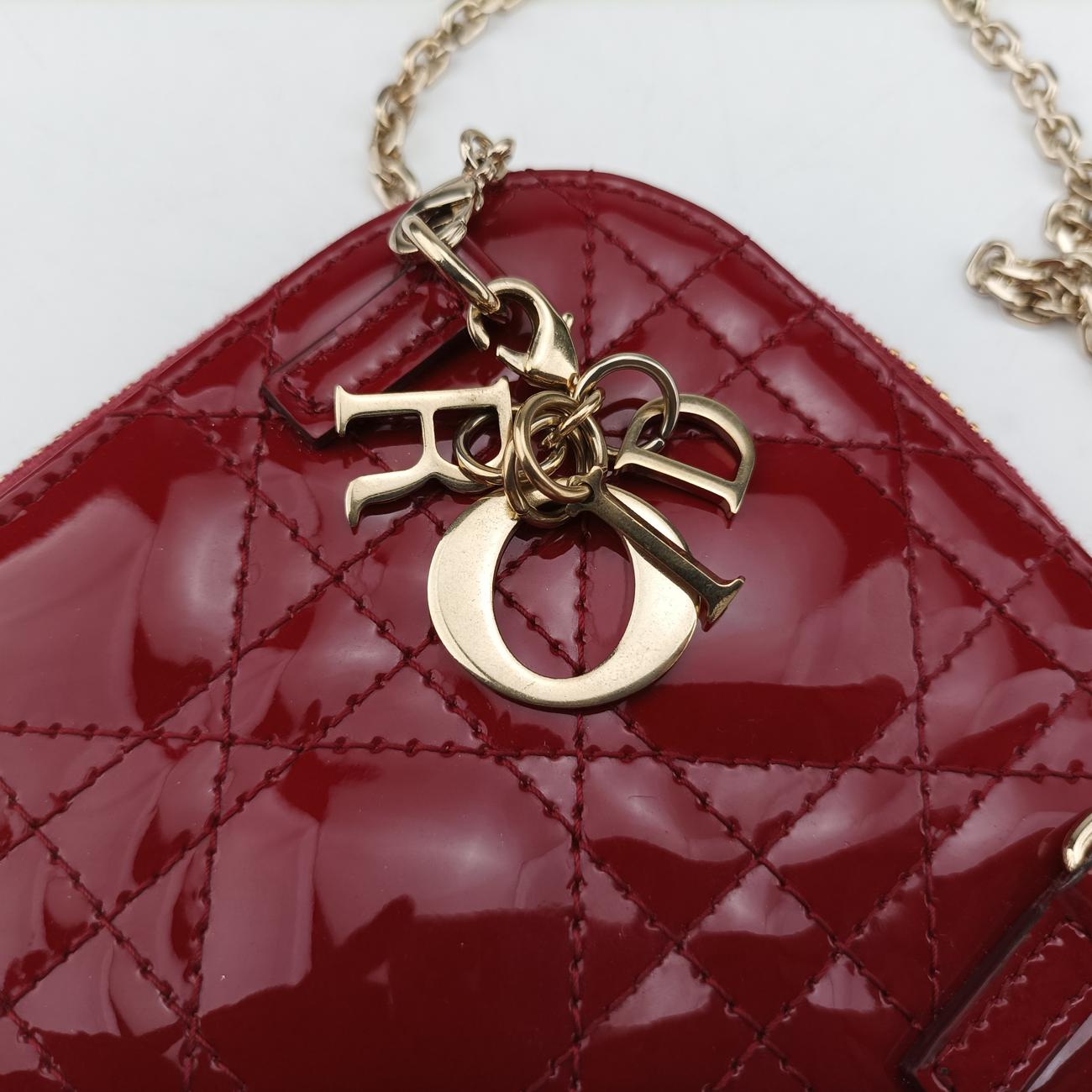 Lady Dior Cannage Phone HolderRedPatent56-MA-0261レディ ディオール カナージュ フォン ホルダーレッドパテント56-MA-0261