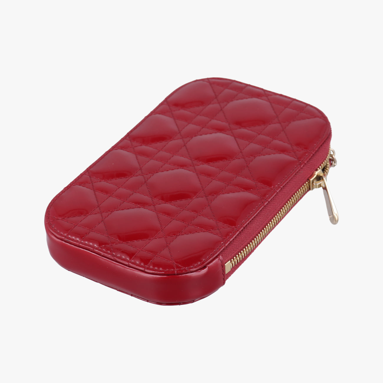 Lady Dior Cannage Phone HolderRedPatent56-MA-0261レディ ディオール カナージュ フォン ホルダーレッドパテント56-MA-0261