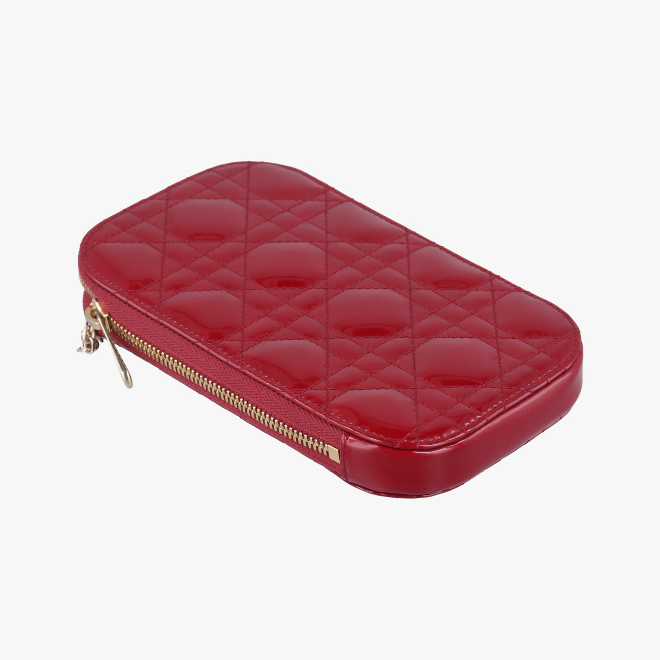 Lady Dior Cannage Phone HolderRedPatent56-MA-0261レディ ディオール カナージュ フォン ホルダーレッドパテント56-MA-0261