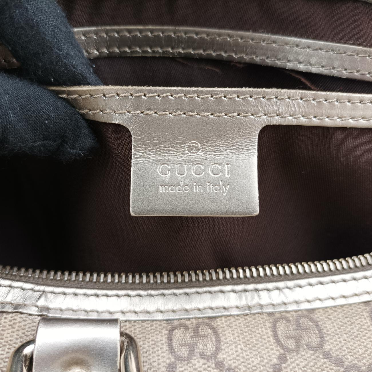 GG plus Spring Joy GG Supreme beige×silver PVC coated canvas 193603 B2181569GGプラス ジョイ GGスプリーム ベージュ×シルバー PVCコーティングキャンバス 193603 B2181569