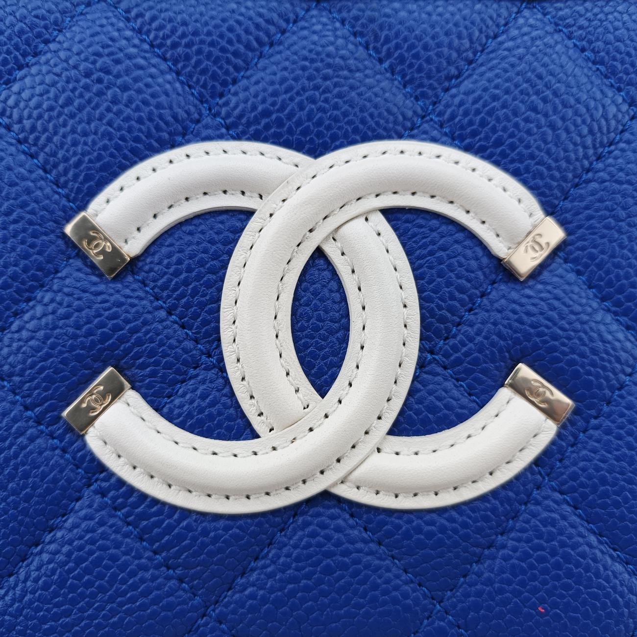Filigree Vanity CaseBlue x Red x WhiteCaviar LeatherA9334226940738CCフィリグリー バニティ ケース トップ ハンドルブルー×レッド×ホワイトキャビアレザーA9334226940738