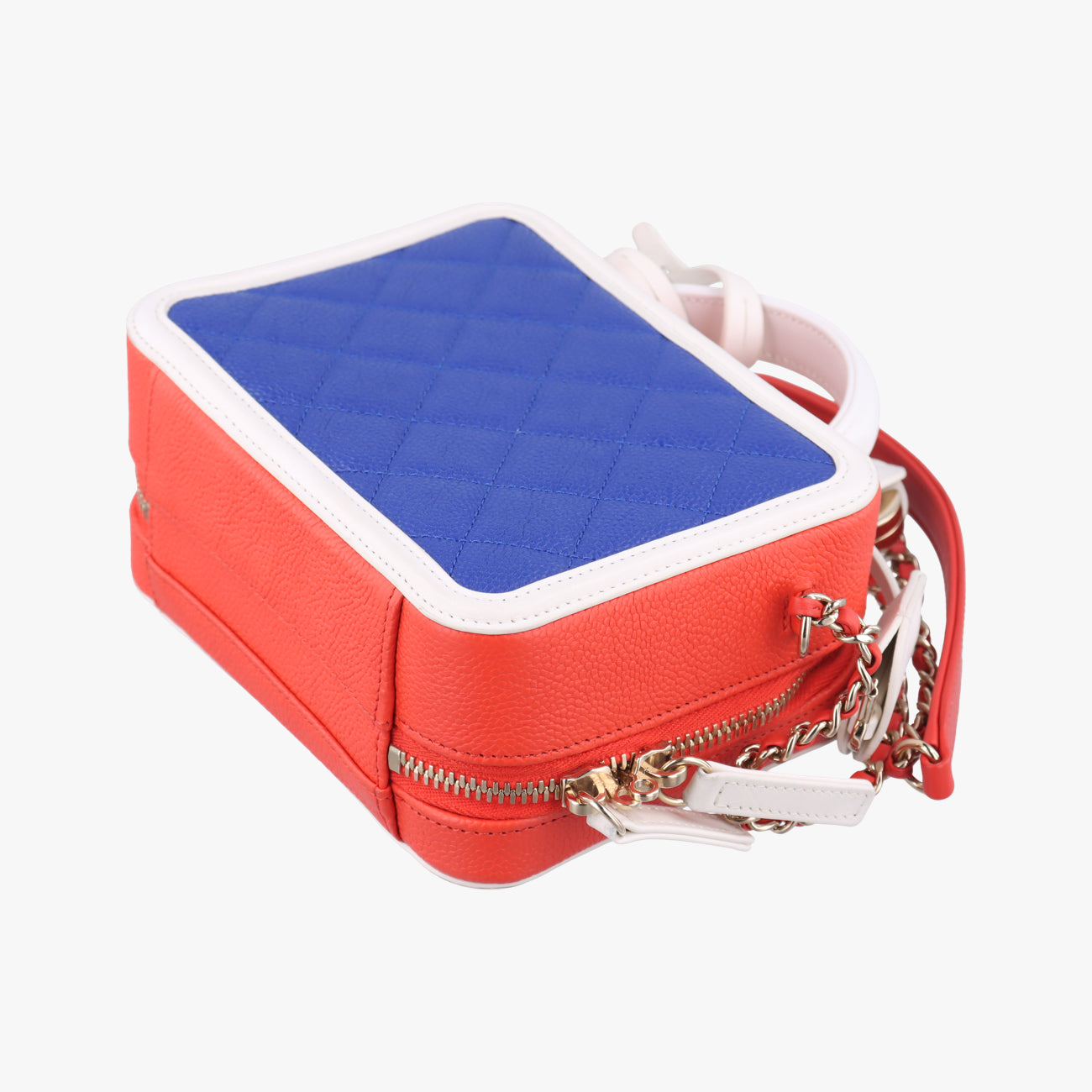 Filigree Vanity CaseBlue x Red x WhiteCaviar LeatherA9334226940738CCフィリグリー バニティ ケース トップ ハンドルブルー×レッド×ホワイトキャビアレザーA9334226940738