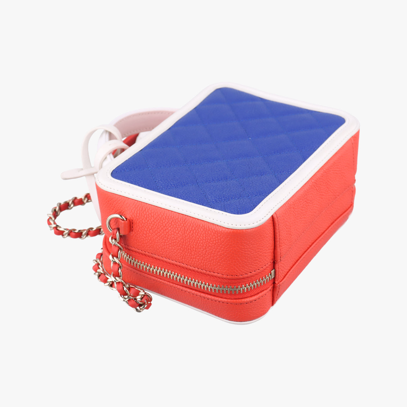 Filigree Vanity CaseBlue x Red x WhiteCaviar LeatherA9334226940738CCフィリグリー バニティ ケース トップ ハンドルブルー×レッド×ホワイトキャビアレザーA9334226940738