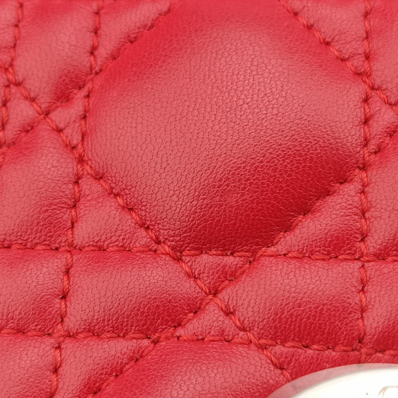 Lady Dior Red lambskin 16-MA-1019レディディオール レッド ラムスキン 16-MA-1019