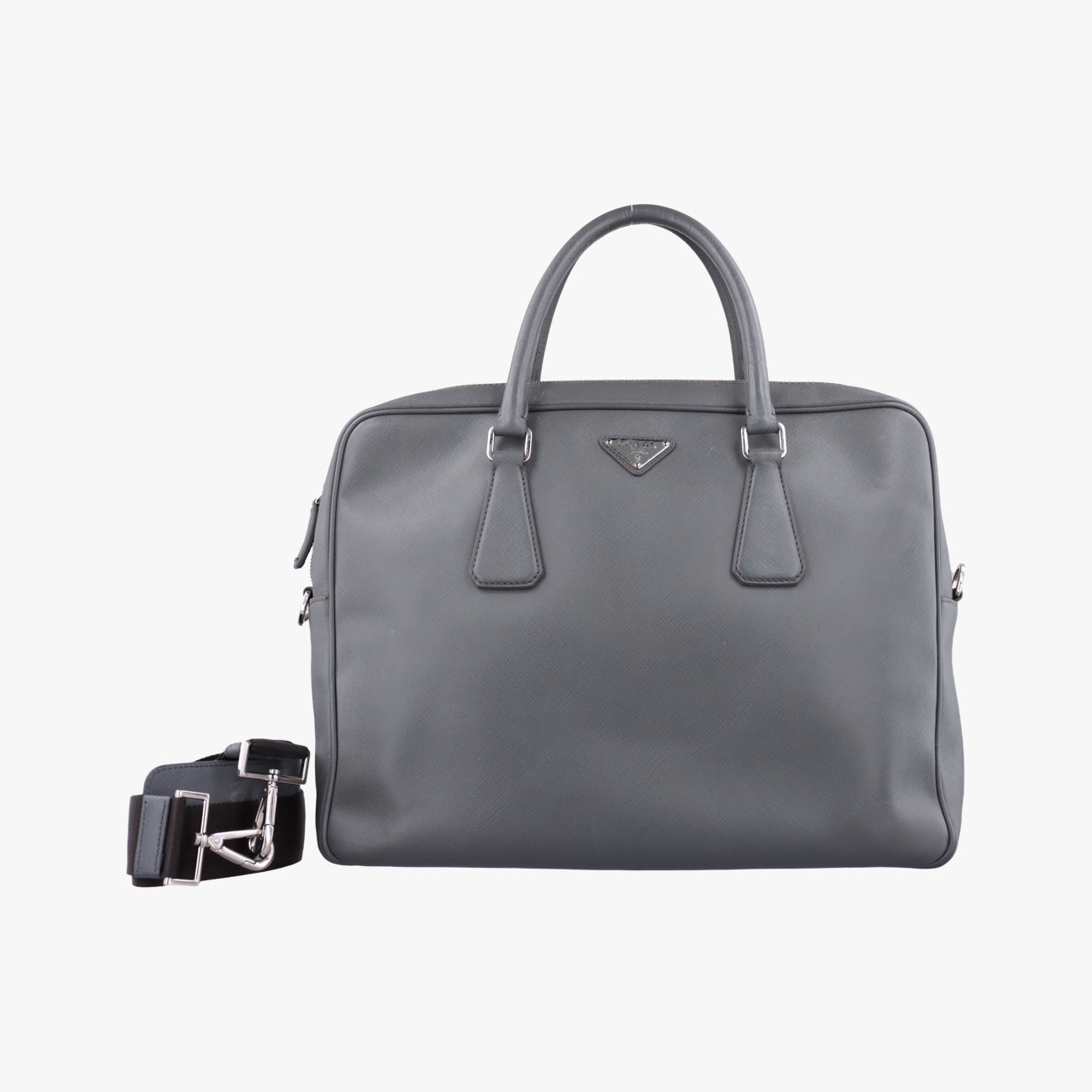 Business Briefcase Grey SAFFIANO Leather 2VE011 7 Dビジネス ブリーフケース グレー サフィアーノレザー 2VE011 7 D