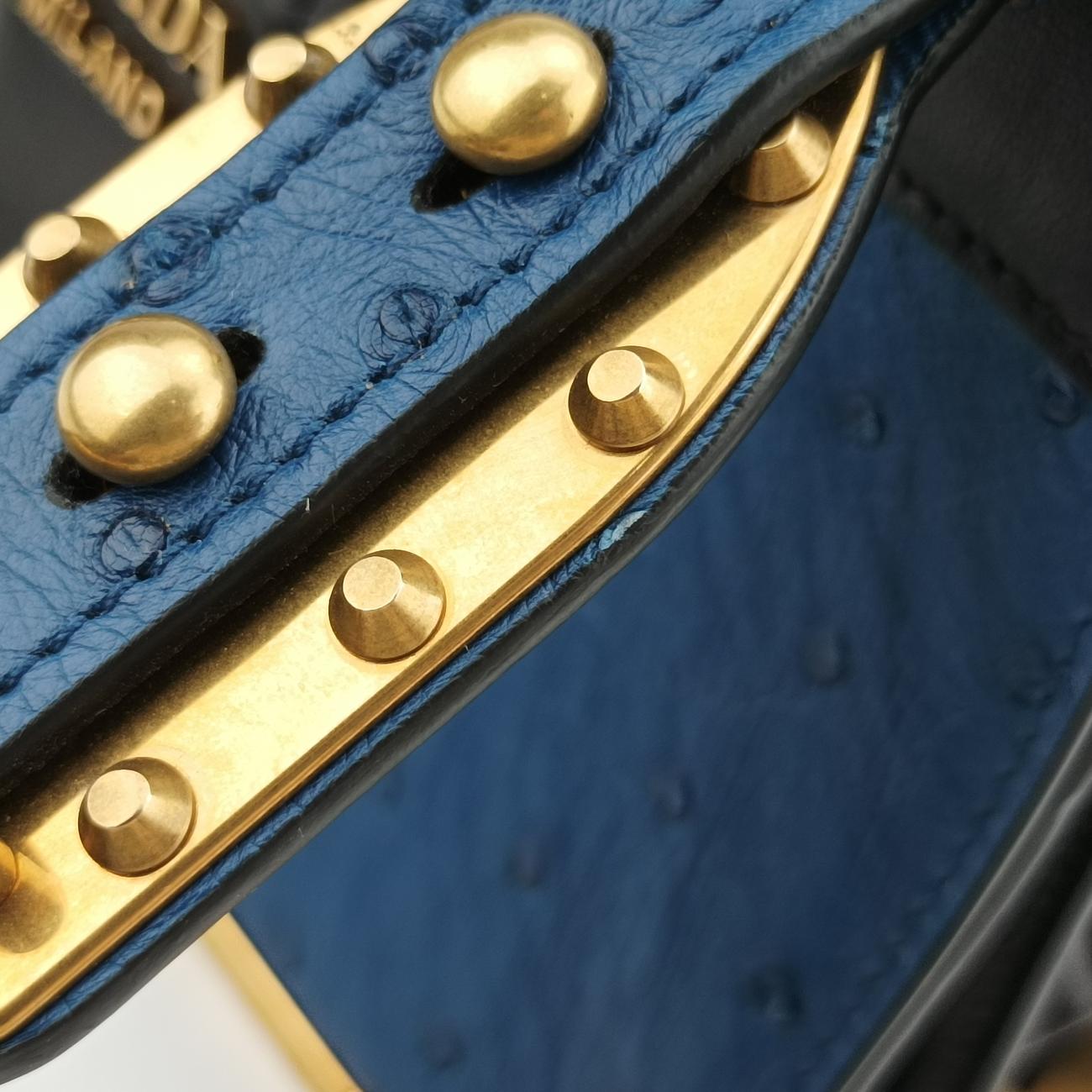 City Ostrich Cahier ColbaltoBlue×BlackLeather25シティ ダチョウ カイエ コバルトブルー×ブラックレザー25