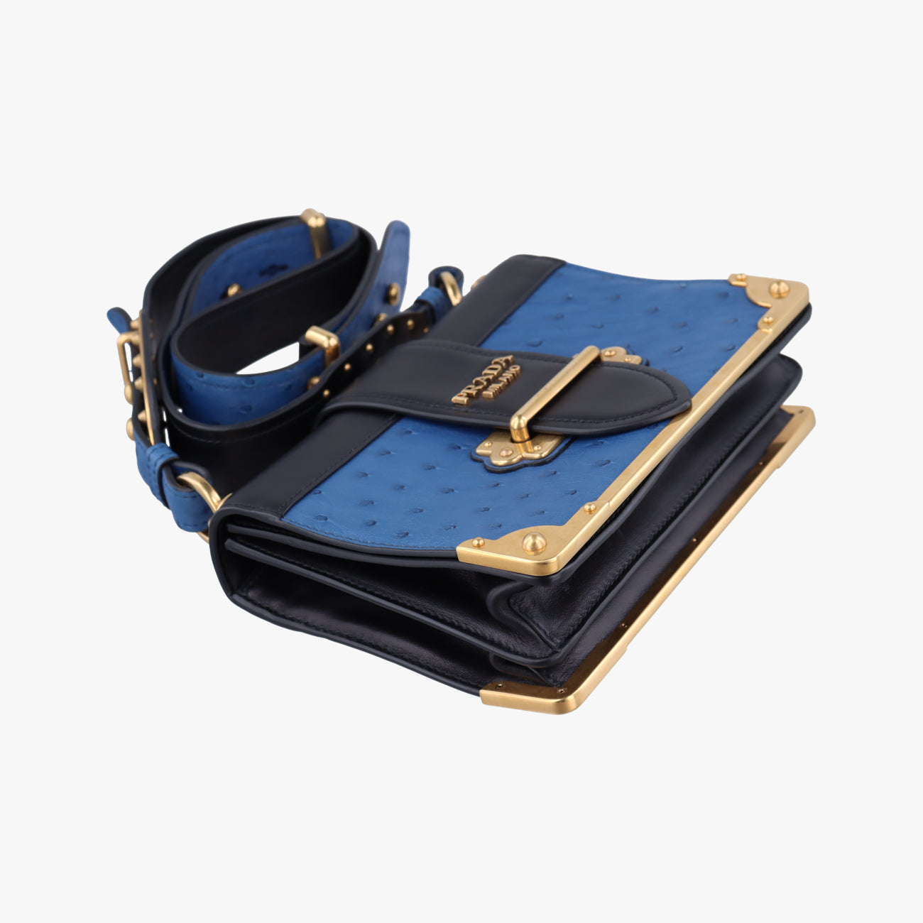 City Ostrich Cahier ColbaltoBlue×BlackLeather25シティ ダチョウ カイエ コバルトブルー×ブラックレザー25