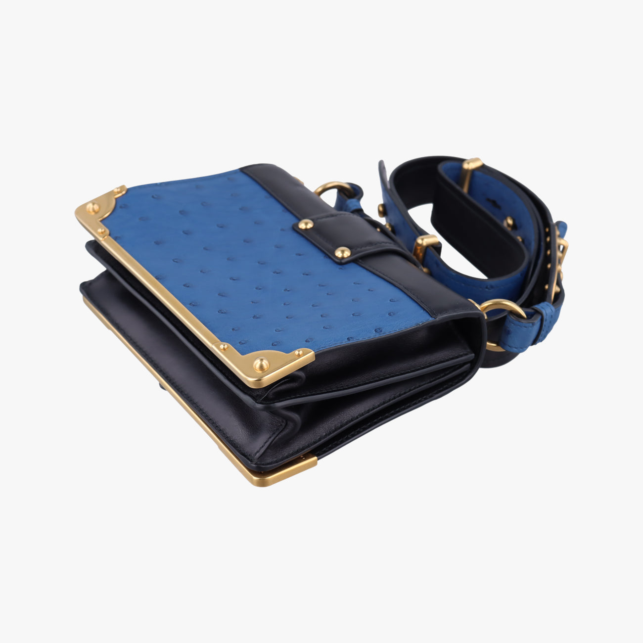 City Ostrich Cahier ColbaltoBlue×BlackLeather25シティ ダチョウ カイエ コバルトブルー×ブラックレザー25