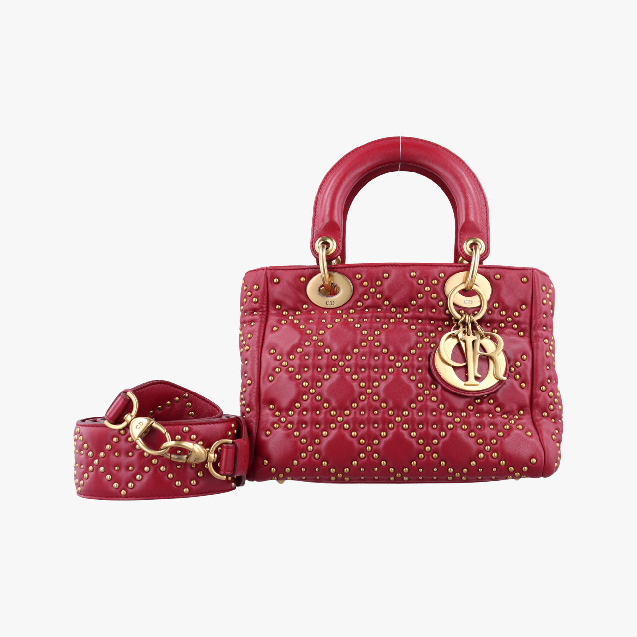 Lady Dior Red lambskin 28-MA-0137レディディオール レッド ラムスキン 28-MA-0137