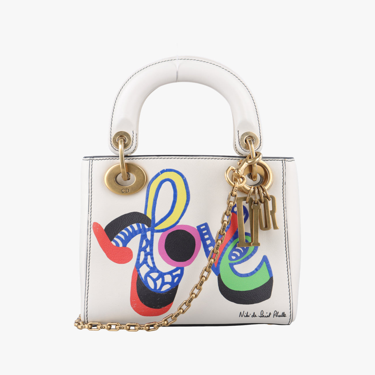 Niki de Saint Phalle Lady Dior White×multicolor Leather 04-MA-1127ニキ ドゥ サンファル レディ ディオール ホワイト×マルチカラー レザー 04-MA-1127