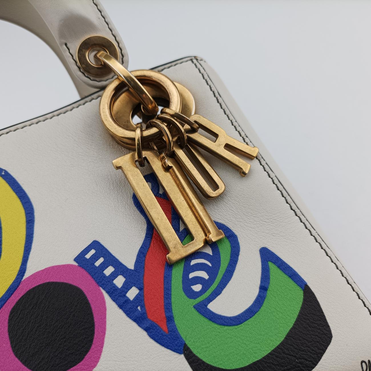 Niki de Saint Phalle Lady Dior White×multicolor Leather 04-MA-1127ニキ ドゥ サンファル レディ ディオール ホワイト×マルチカラー レザー 04-MA-1127