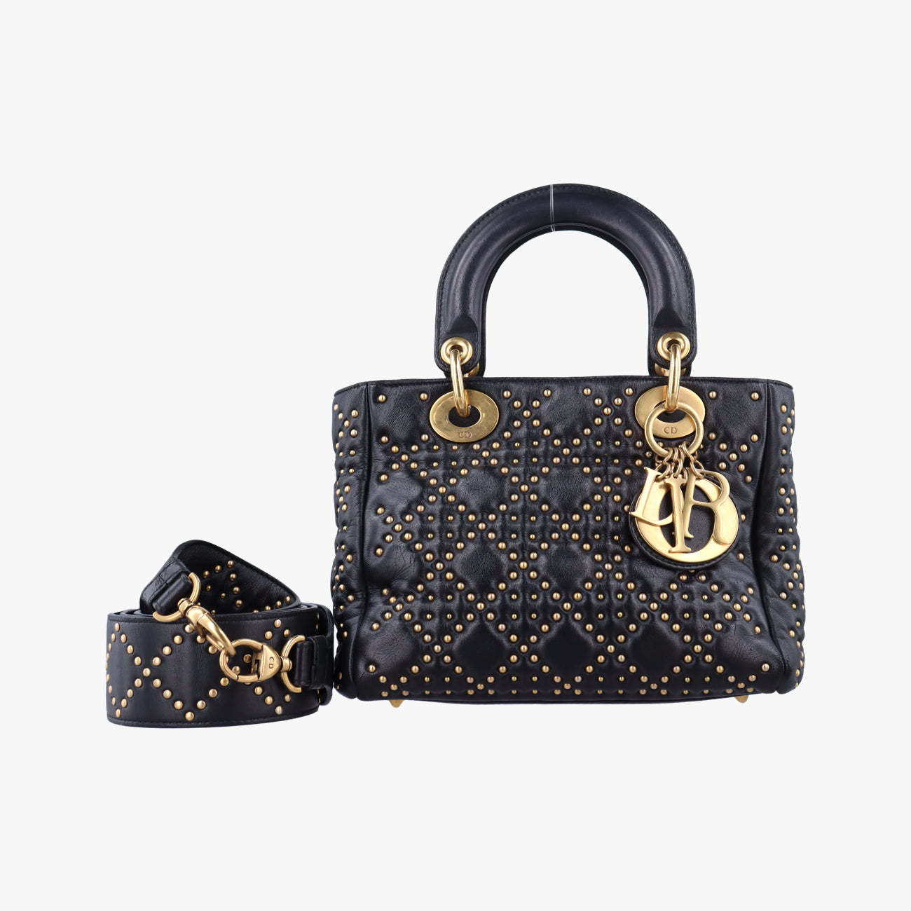 Lady Dior Black lambskin 28-MA-0117レディディオール ブラック ラムスキン 28-MA-0117