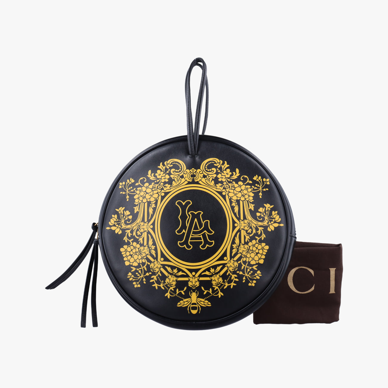 Unisex LA Angels Round Floral Black×Multicolour Leather 543324 C026821195MLBコラボ LA エンジェルス ラウンド フローラル ブラック×マルチカラー レザー 543324 C026821195