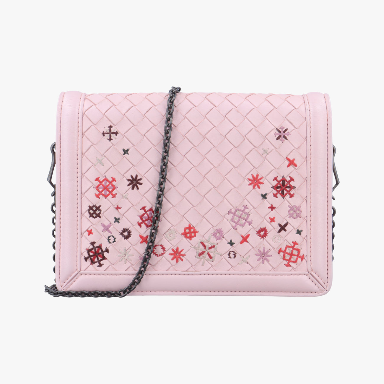 intrecciato Nappa Meadow Flower Mini Pink×Multicolour lambskin B07094897Jイントレチャートナッパメドウフラワーミニ ピンク×マルチカラー ラムスキン B07094897J