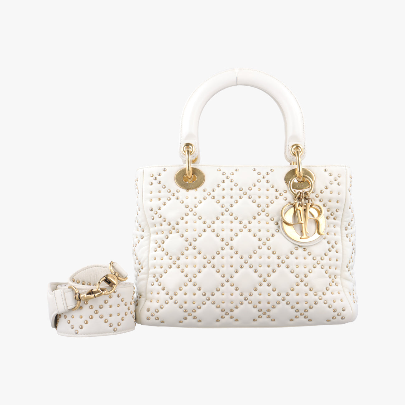Lady Dior White Leather 16-BO-0117レディディオール ホワイト レザー 16-BO-0117