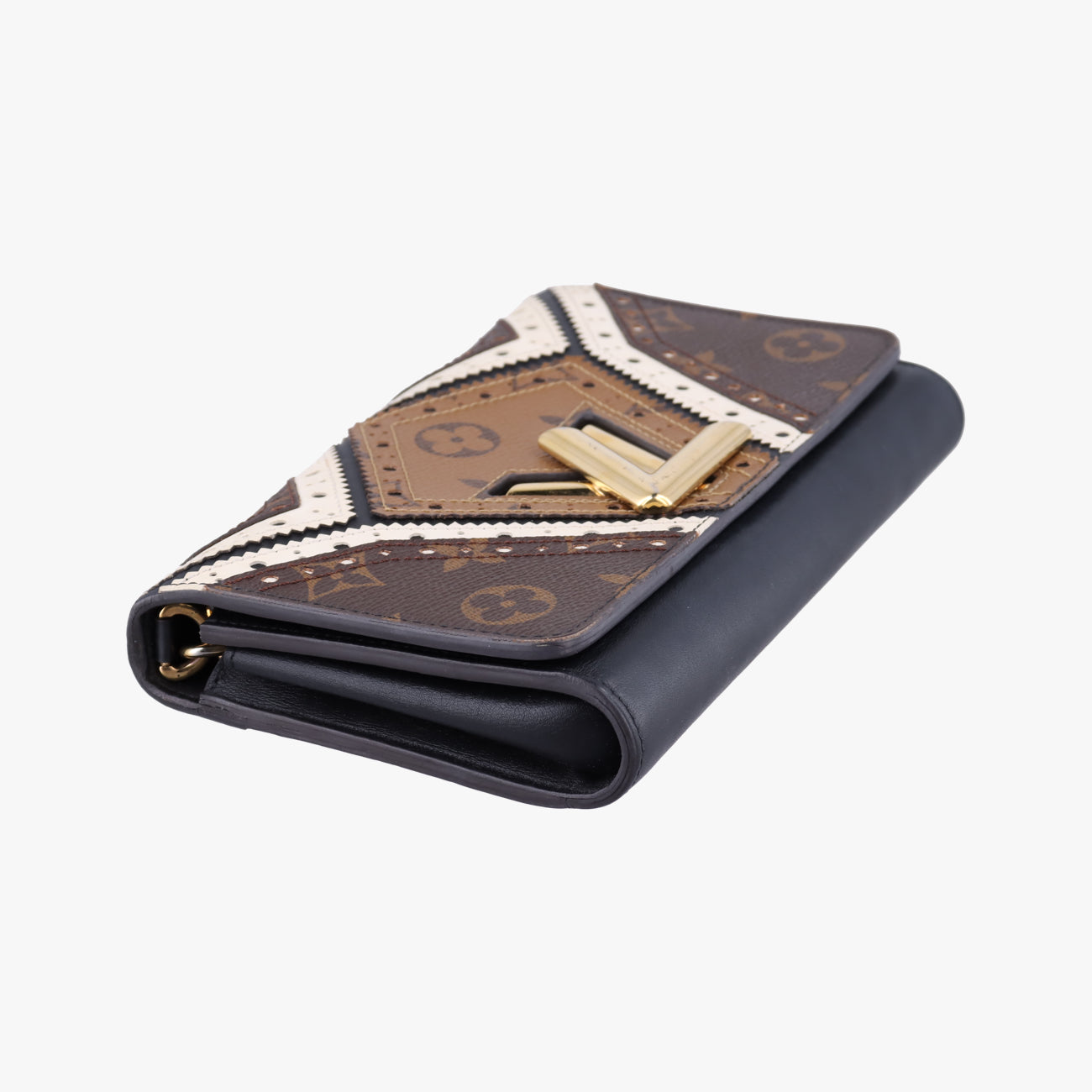 Portefeuille Twist Chain Wallet Black x Brown x White PVC x Leather M62872 SP2187ポルトフォイユ ツイストチェーン チェーンウォレット ブラック×ブラウン×ホワイト PVC×レザー M62872 SP2187