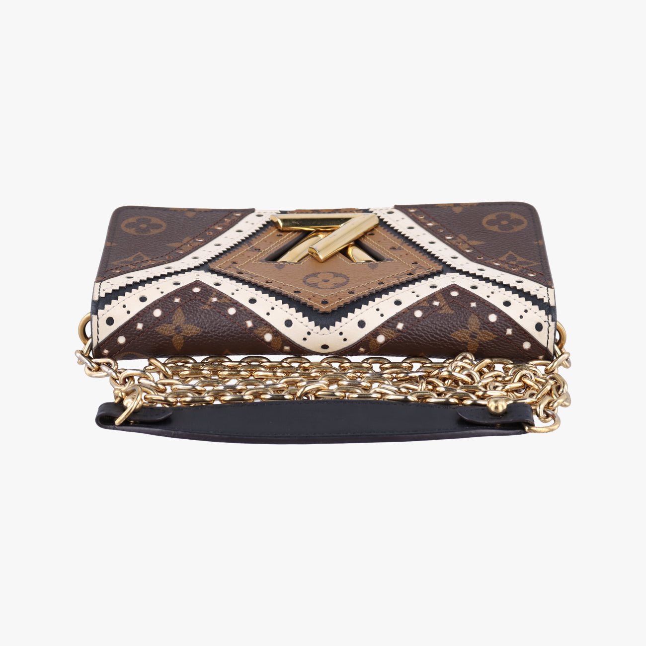 Portefeuille Twist Chain Wallet Black x Brown x White PVC x Leather M62872 SP2187ポルトフォイユ ツイストチェーン チェーンウォレット ブラック×ブラウン×ホワイト PVC×レザー M62872 SP2187