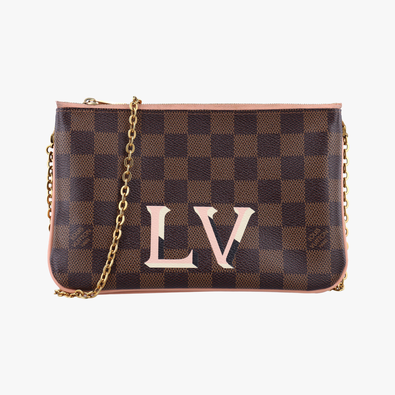 Pochette Double Zip EBENE×Rose Ballerine Damier Canvas N60254 MI2119ポシェット ドゥーブルジップ エベーヌ×ローズバレリーヌ ダミエキャンバス N60254 MI2119